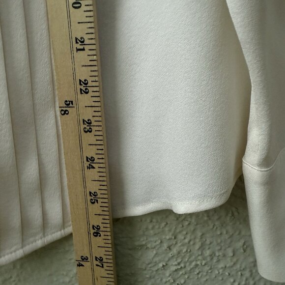 Frame Size M Le Tuxedo Silk Blouse Light Blush Pink Pinktuck Pleats Long Sleeves - Picture 5 of 7